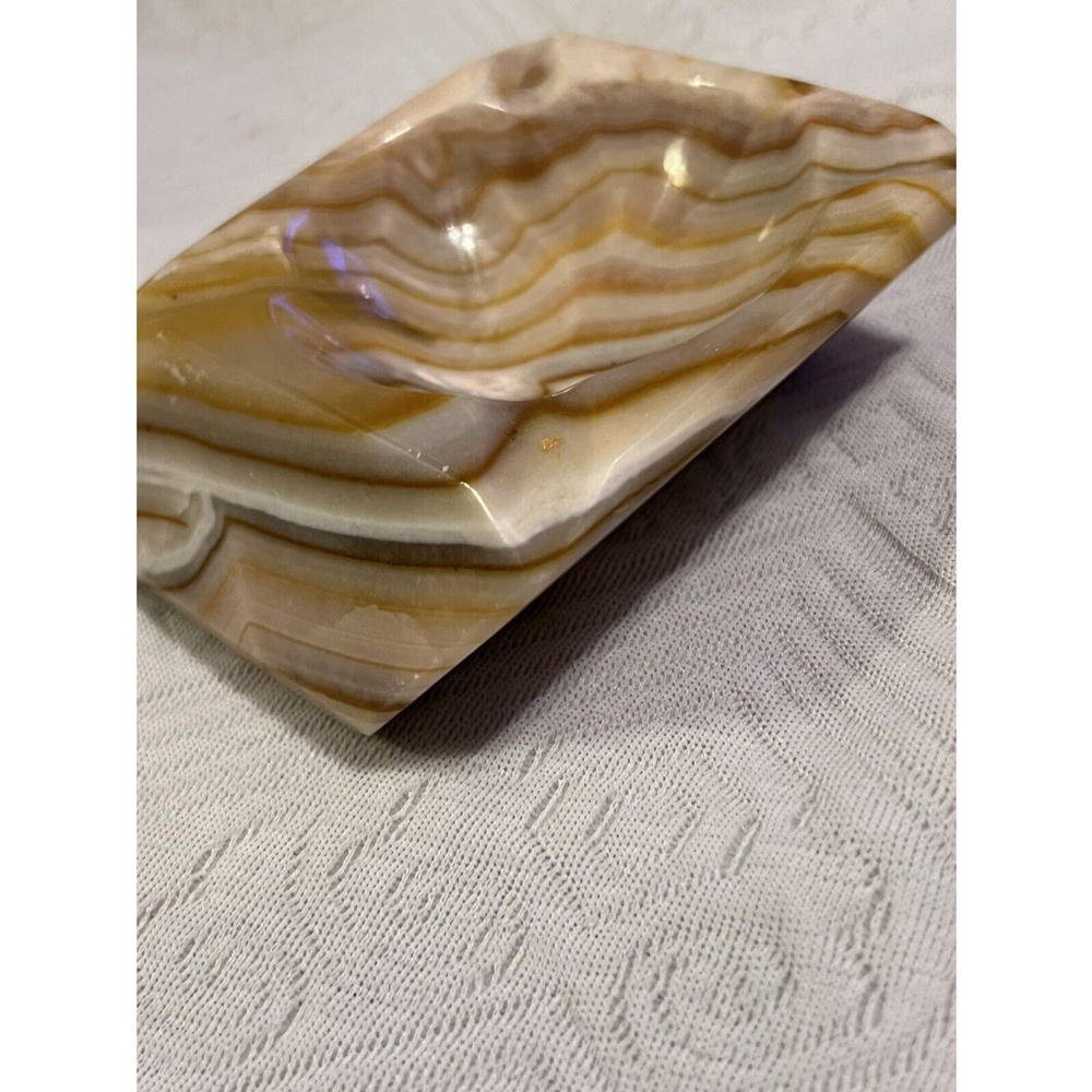 Brown And White Marble Home Ashtray - Picture 4 of 8